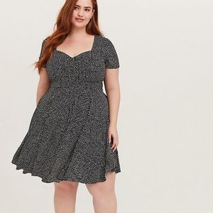 POLKA DOT CHALLIS SKATER DRESS